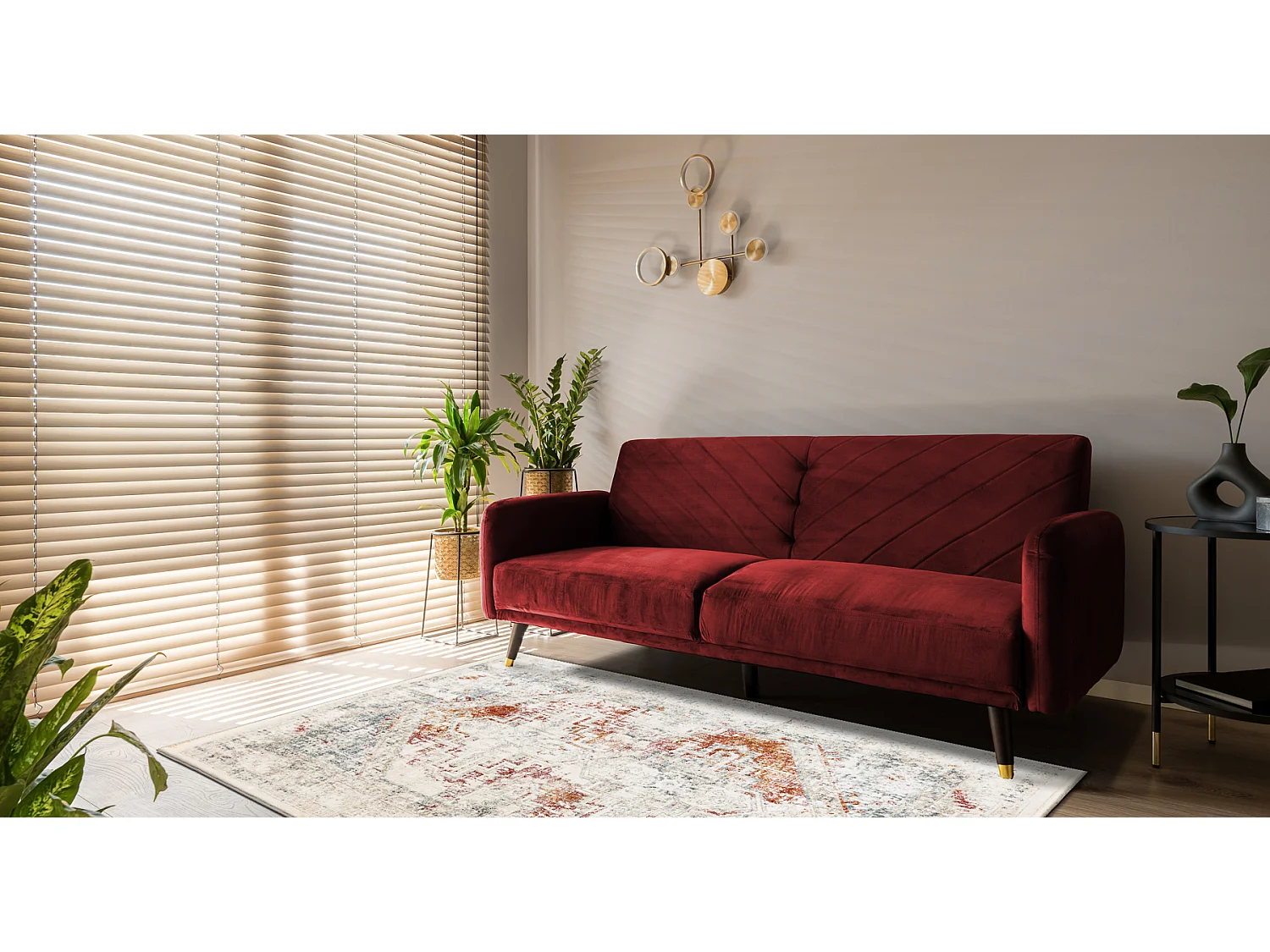 Tapis moderne DISTIN 0100B / poudre / blanc - Ornement, vintage, frang 180x270 cm