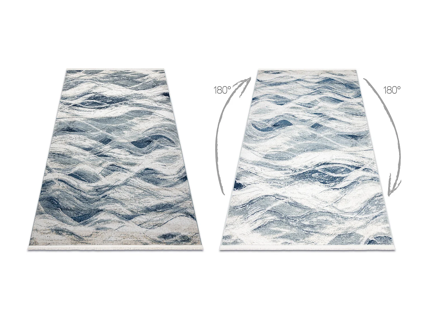 DISTIN 0849A blu navy / blu / bianco tappeto moderno - Onde, vintage,  200x290 cm