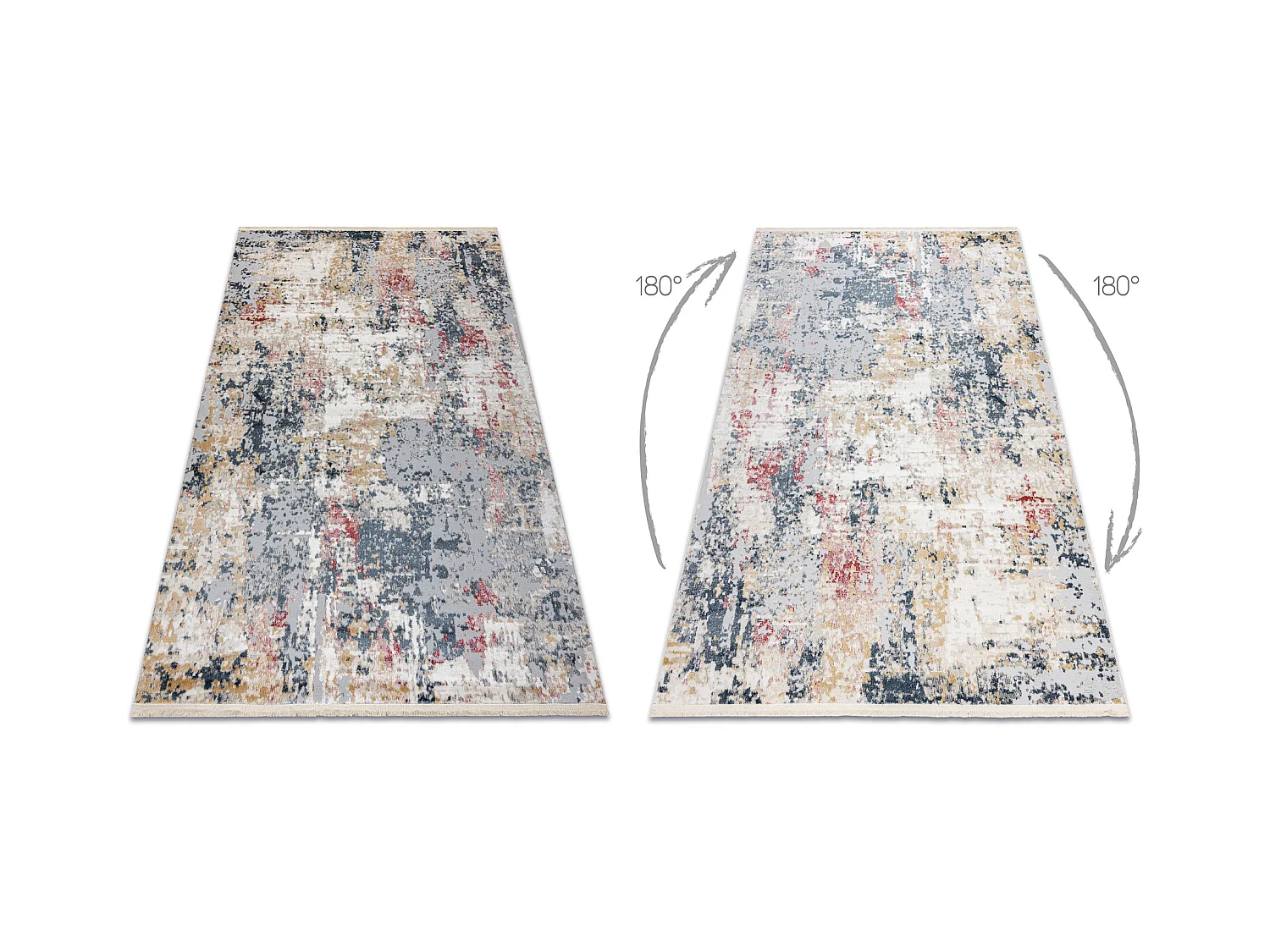 DISTIN 0123A roze / poeder / wit modern tapijt - Abstractie, vintage,  180x270 cm