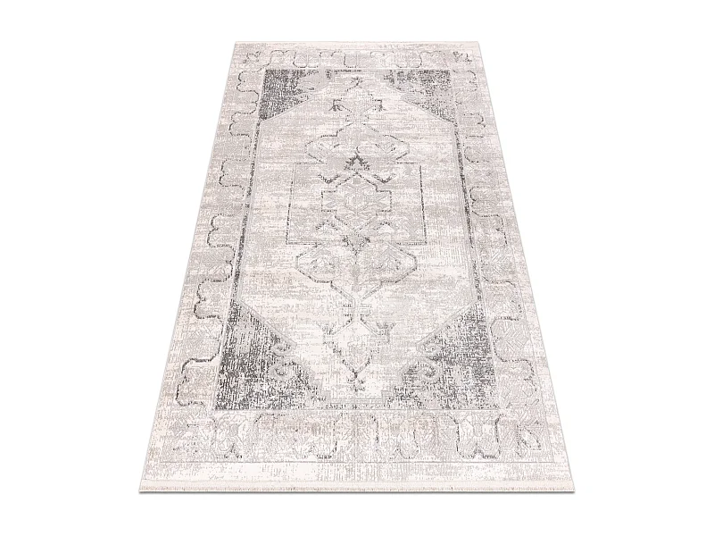 DISTIN 0107B grijs / lichtgrijs / wit modern tapijt - Ornament, kader  120x170 cm