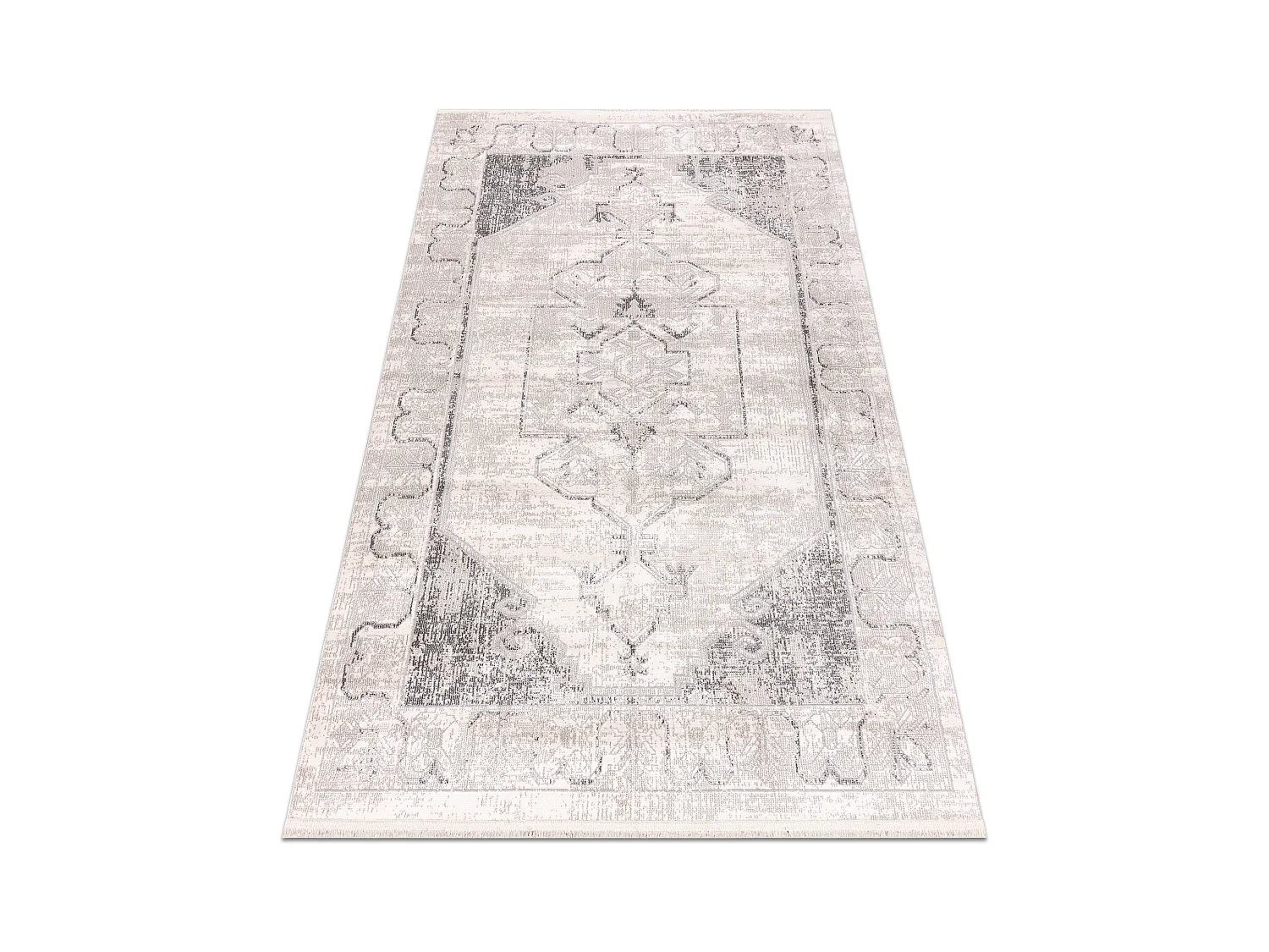 Tapis moderne DISTIN 0107B gris / gris clair / blanc - Ornement, cadre 120x170 cm