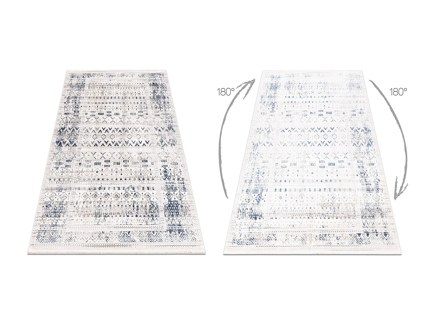 DISTIN 0833A marineblauw / blauw / wit modern tapijt - Boho, vintage,  120x170 cm