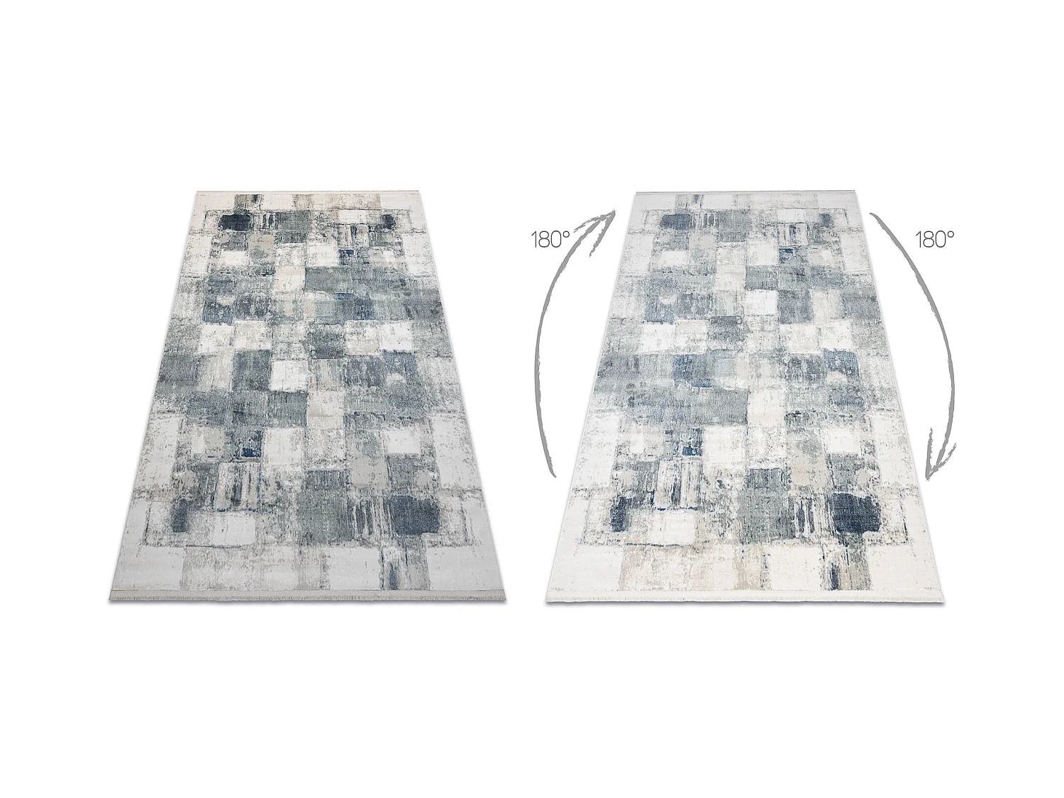 Tapis moderne DISTIN 0143A bleu marine / bleu / blanc - Géométrique, 80x150 cm