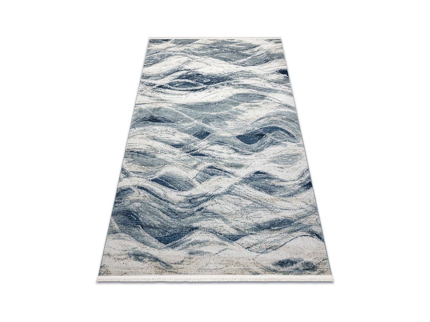 DISTIN 0849A marineblauw / blauw / wit modern tapijt - Golven, vintage 160x230 cm