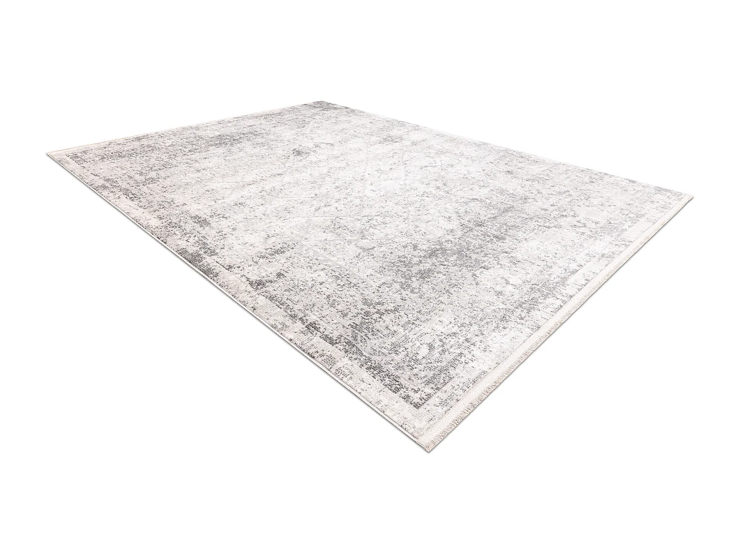 DISTIN 0200A grau / hellgrau / weiß moderner Teppich - Rauten, Rahmen 120x170 cm