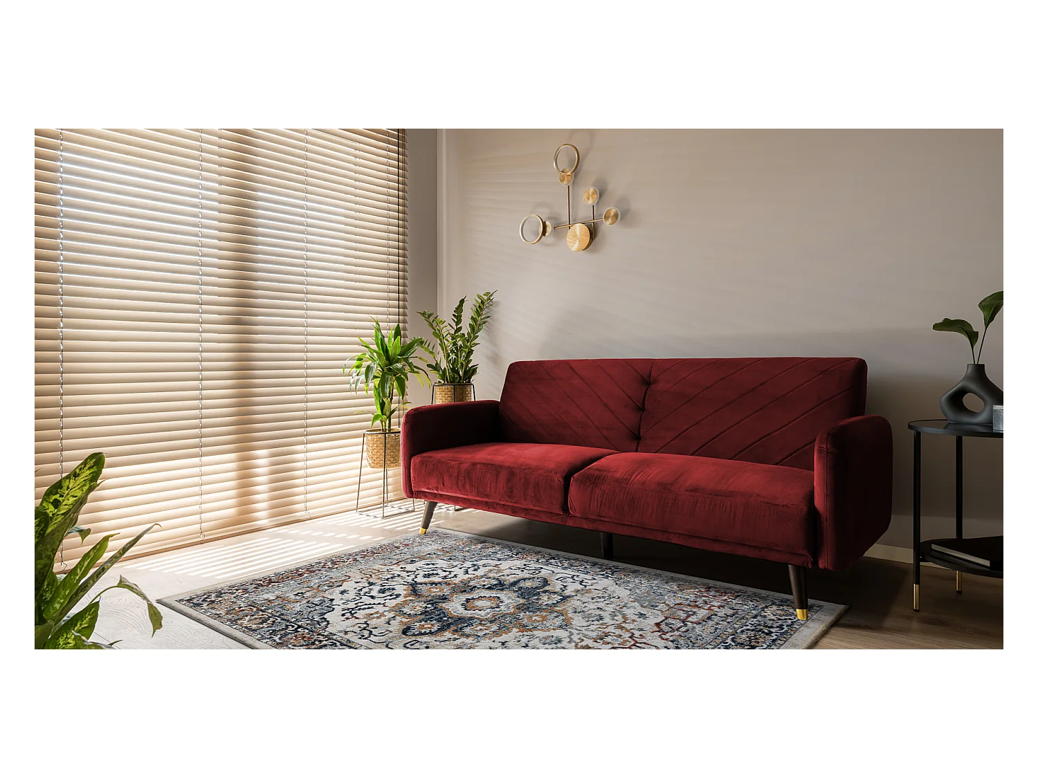 Tapis moderne DISTIN 0834A bleu marine / bleu / jaune / terre cuite -  80x150 cm