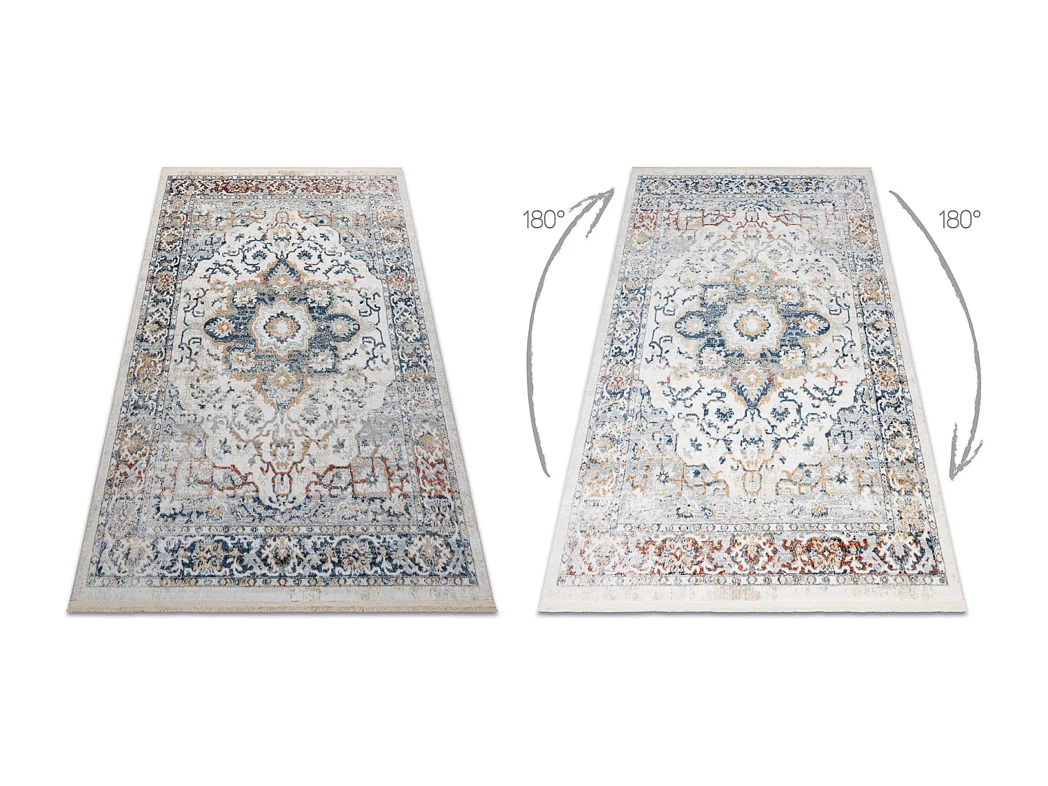 DISTIN 0834A azul marino / azul / amarillo / terracota alfombra modern 80x150 cm