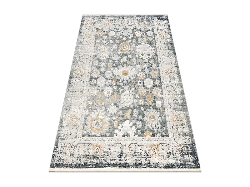 Tapis moderne DISTIN 0835A gris / gris clair / blanc - Ornement, cadre 200x290 cm