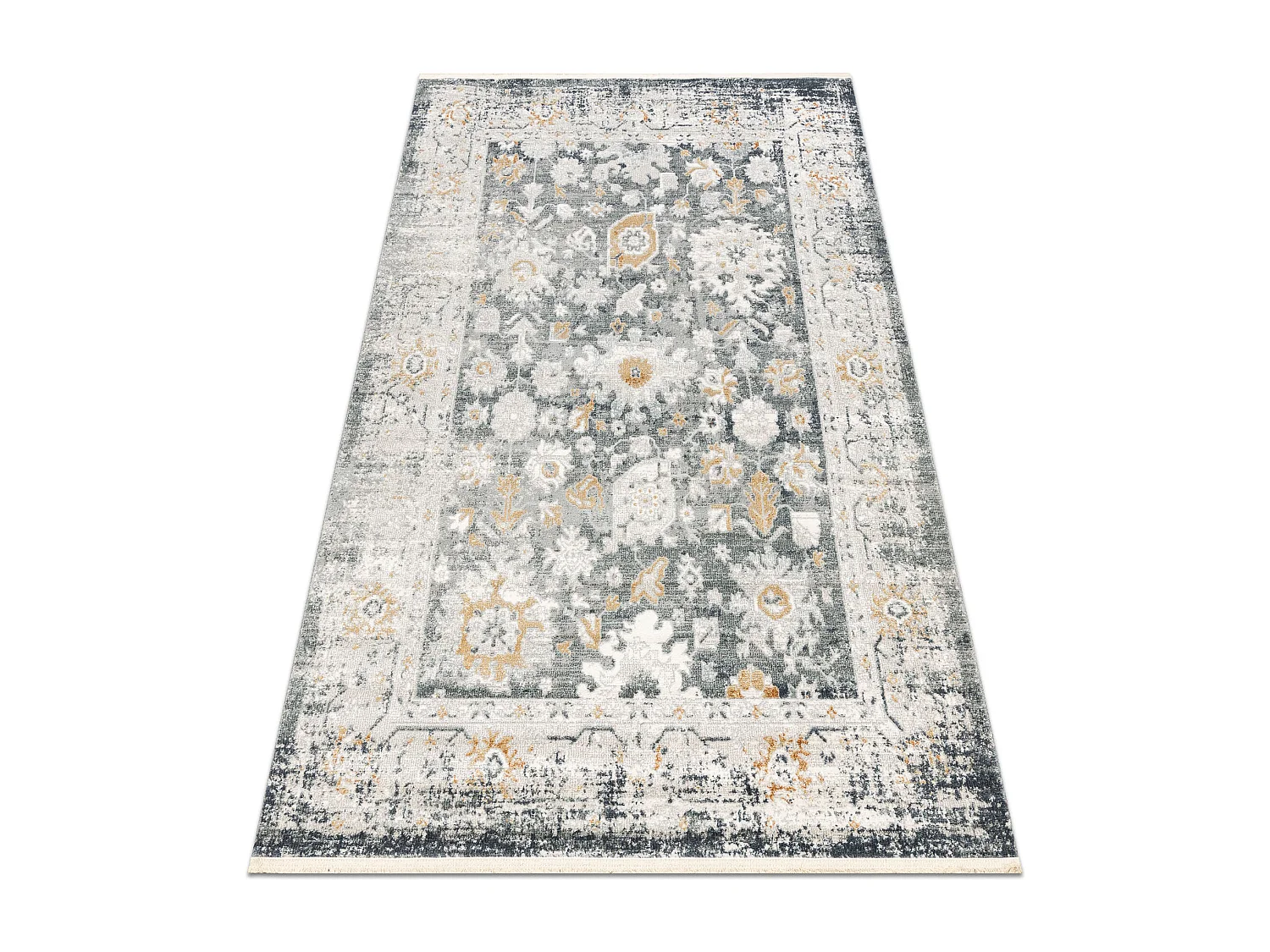 Tapis moderne DISTIN 0835A gris / gris clair / blanc - Ornement, cadre 200x290 cm