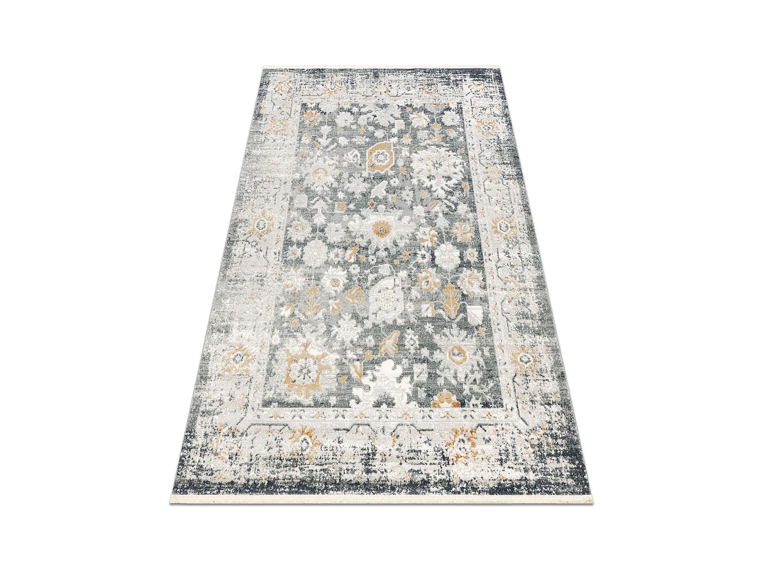 DISTIN 0835A grau / hellgrau / weiß moderner Teppich - Ornament, Rahm 200x290 cm