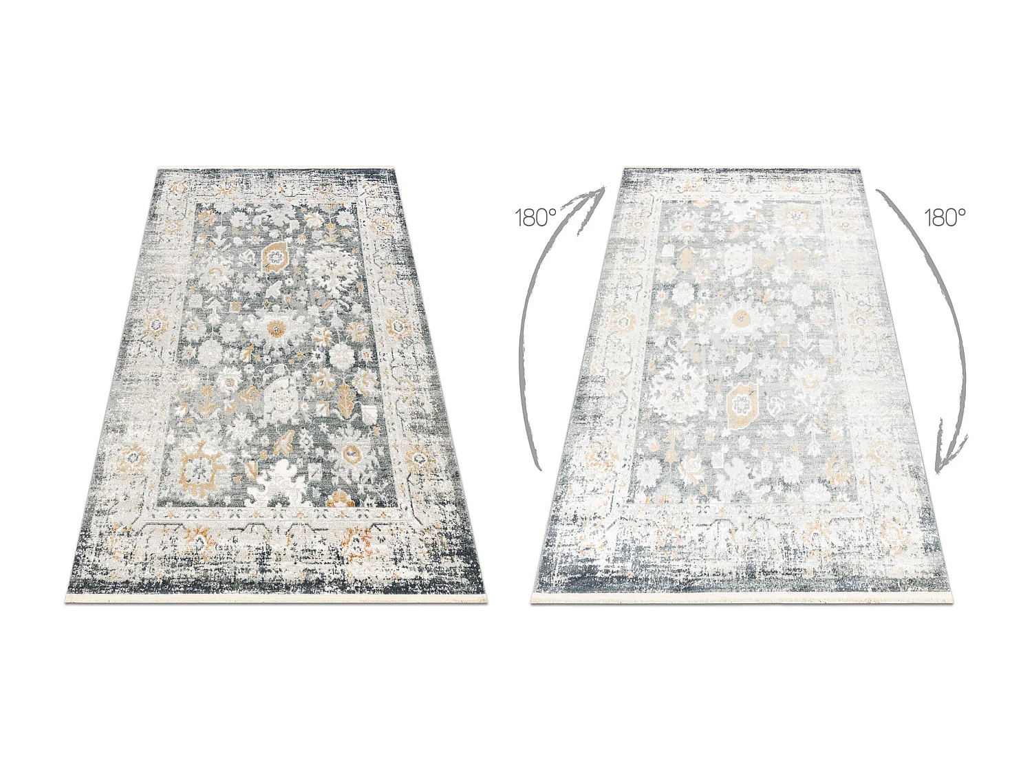 DISTIN 0835A cinza / cinza claro / branco tapete moderno - Ornamento,  200x290 cm