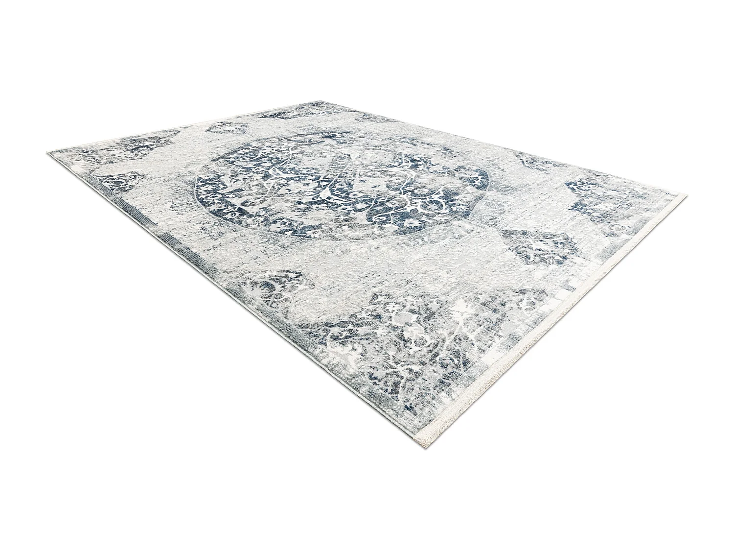 DISTIN 0820A marineblauw / blauw / wit modern tapijt - Ornament, vinta 180x270 cm