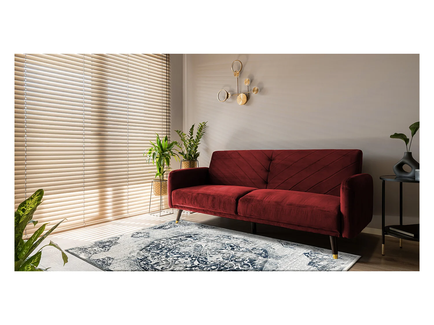 Tapis moderne DISTIN 0820A bleu marine / bleu / blanc - Ornement, vint 180x270 cm