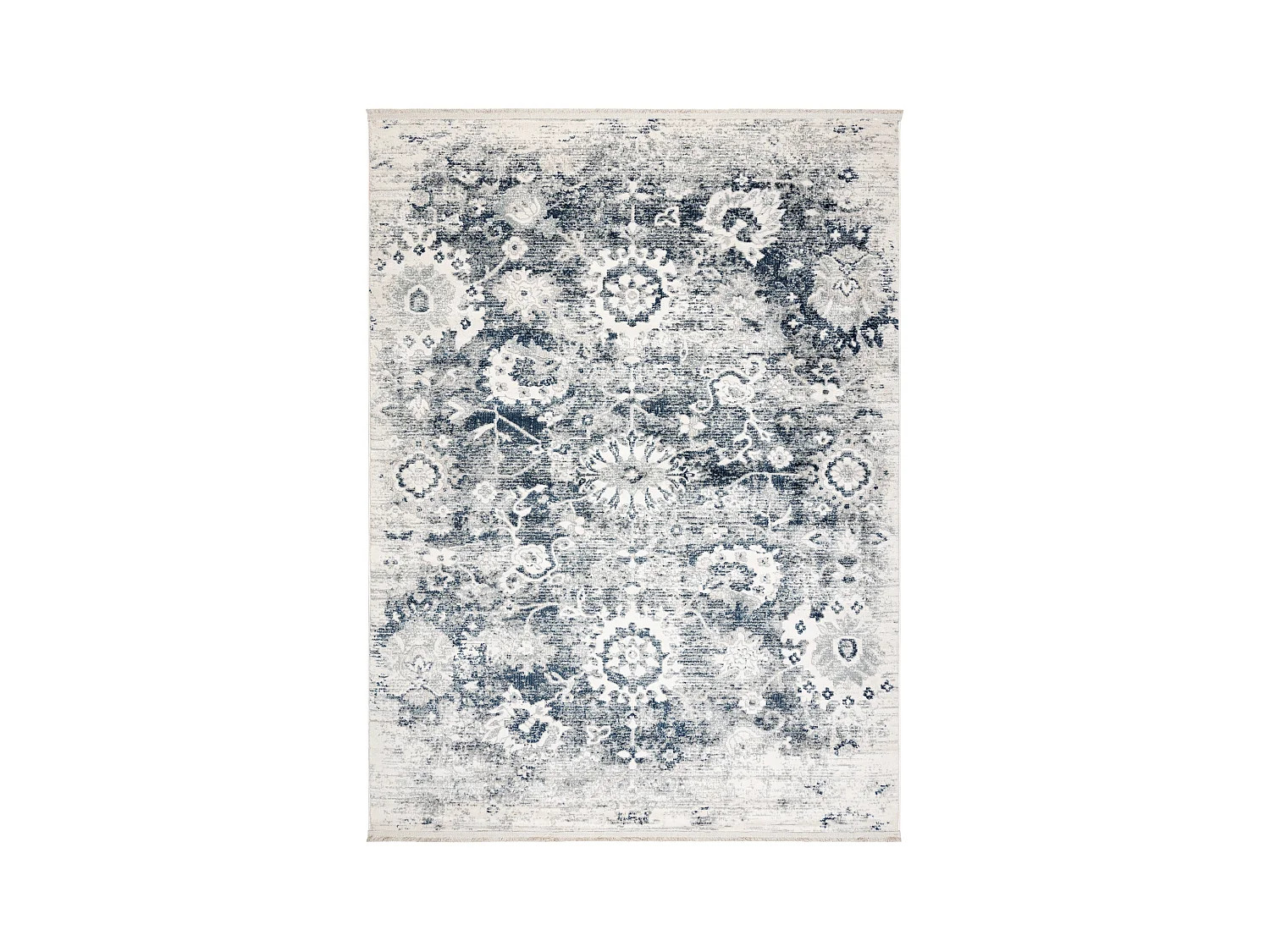 DISTIN 0822A marineblauw / blauw / wit modern tapijt - Rozet, vintage, 120x170 cm