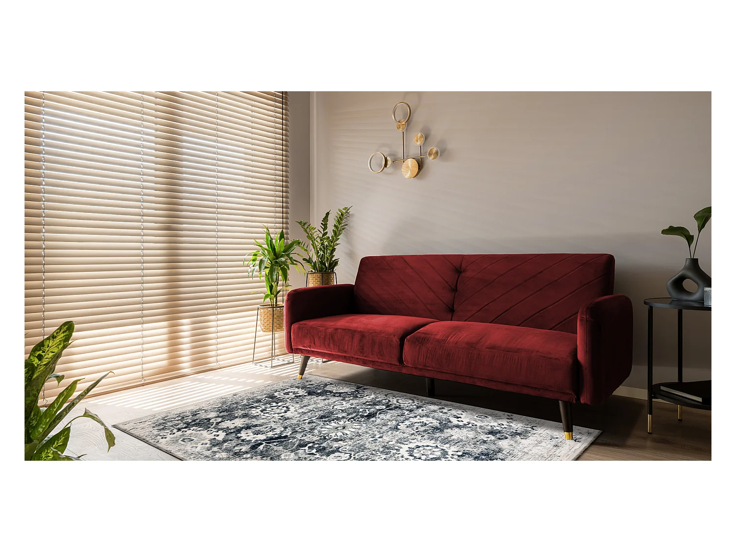 DISTIN 0822A marineblauw / blauw / wit modern tapijt - Rozet, vintage, 120x170 cm