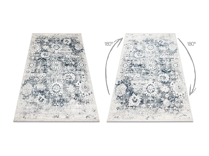 DISTIN 0822A blu navy / blu / bianco tappeto moderno - Rosetta, vintag 120x170 cm