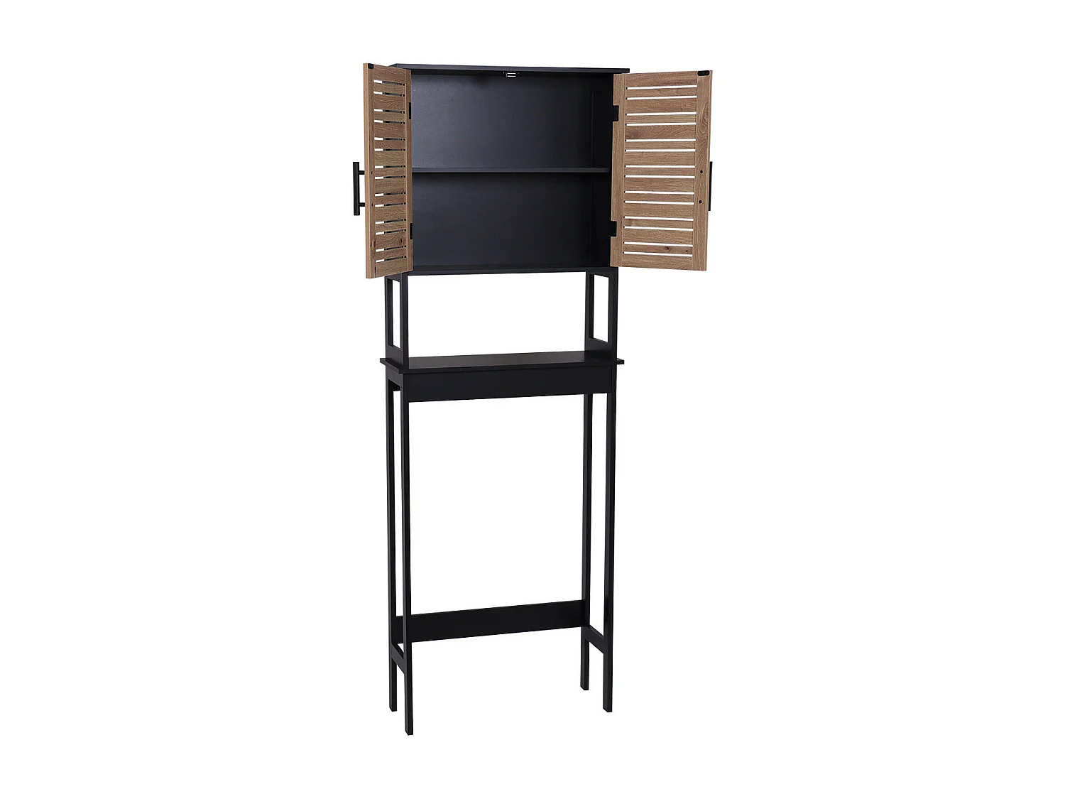 Meuble dessus de Toilettes WC  2 Portes 1 Etagère et 1 Tablette H 179 cm - Noir