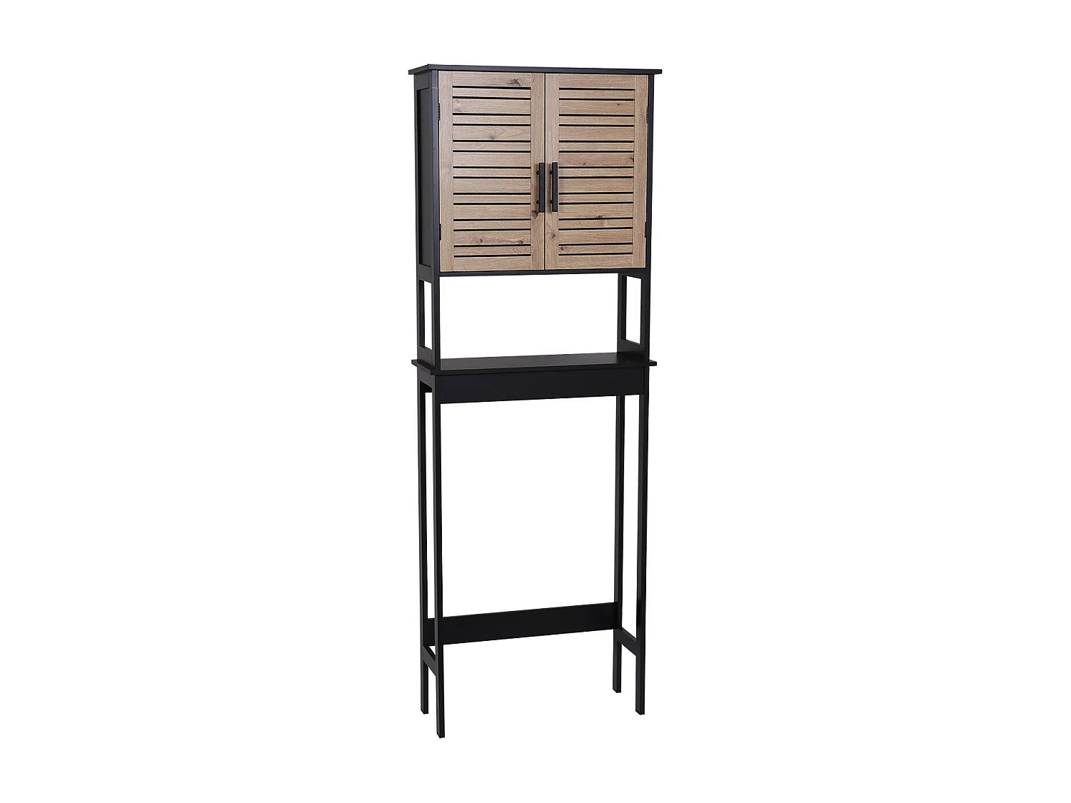 Meuble dessus de Toilettes WC  2 Portes 1 Etagère et 1 Tablette H 179 cm - Noir