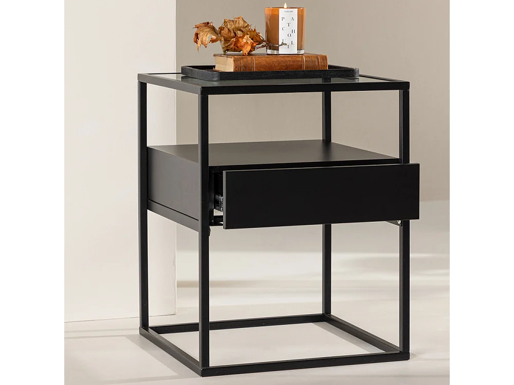 Table d'Appoint Design "Fortaleza" 51cm Noir