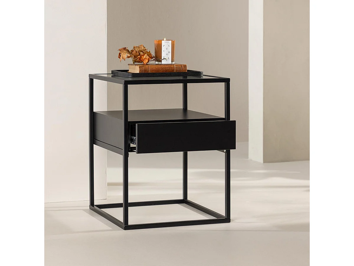 Table d'Appoint Design "Fortaleza" 51cm Noir