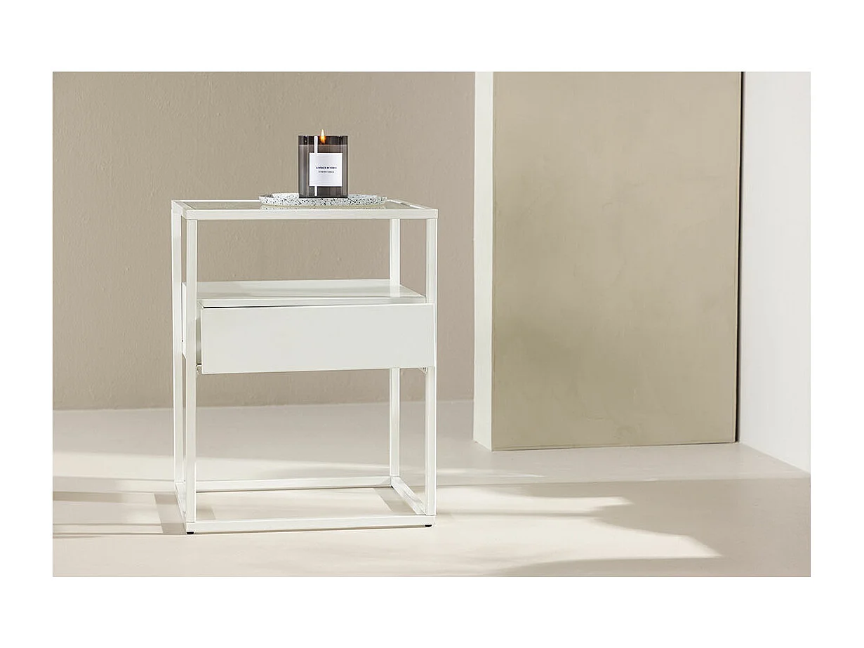 Table d'Appoint Design "Fortaleza" 51cm Blanc