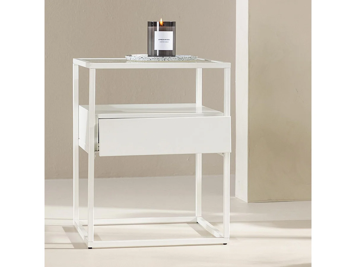 Table d'Appoint Design "Fortaleza" 51cm Blanc