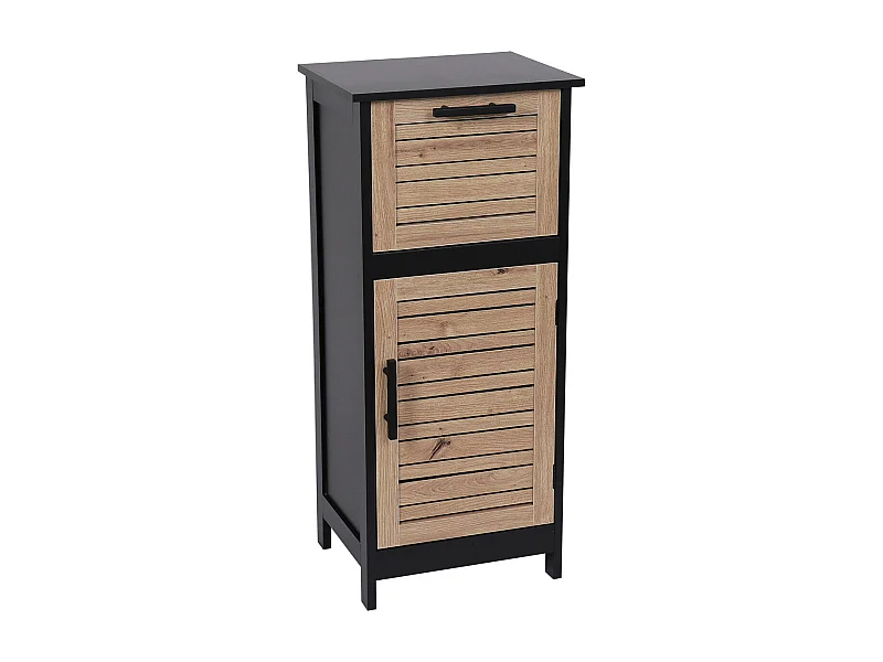 Meuble de rangement 1 Tiroir et 1 Porte avec étagère H 83 cm- Noir