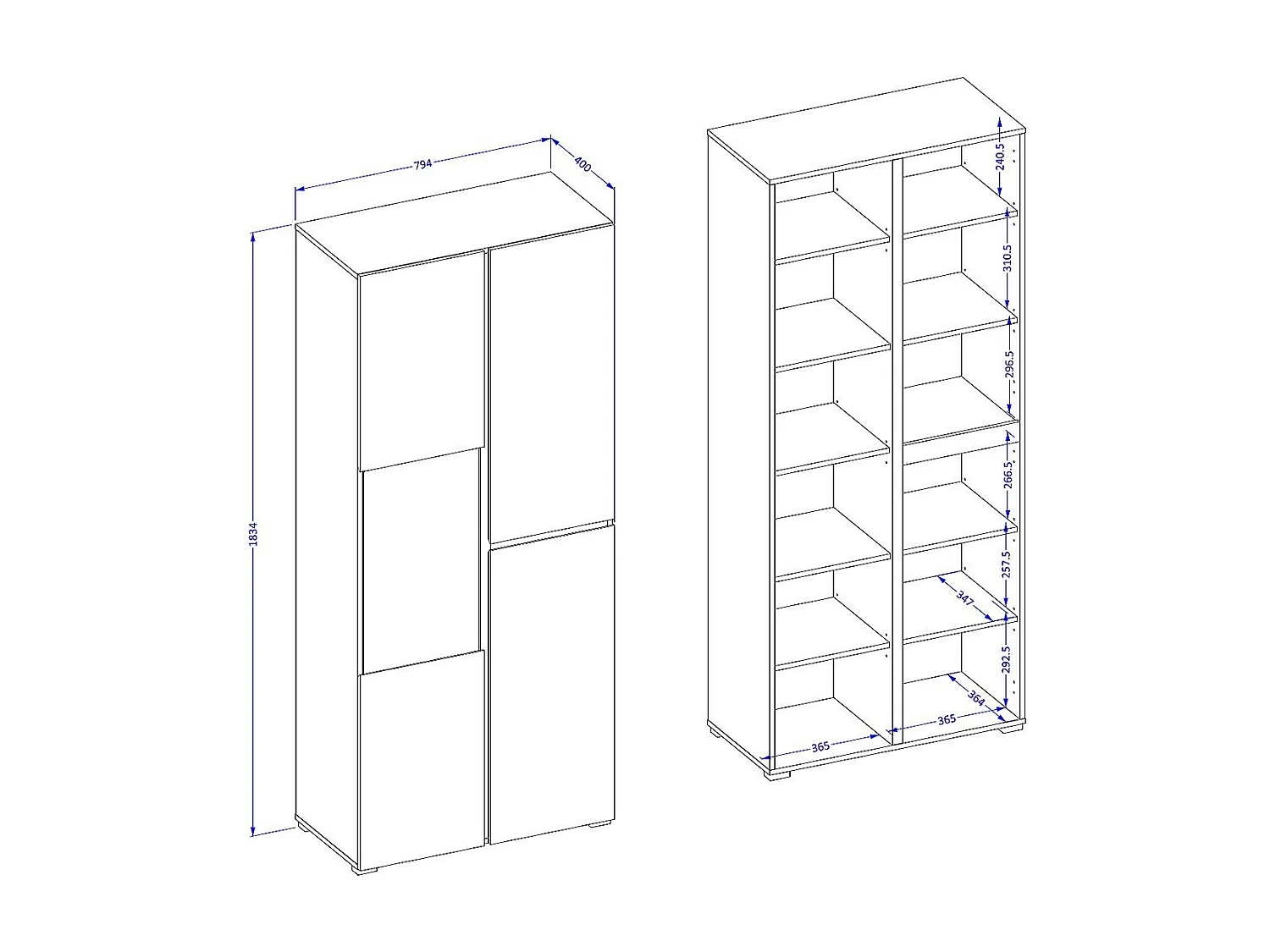 Hoher Vitrinenschrank mit 2 Türen, Kollektion HAVANA. Farbe Beige und Schwarz.
