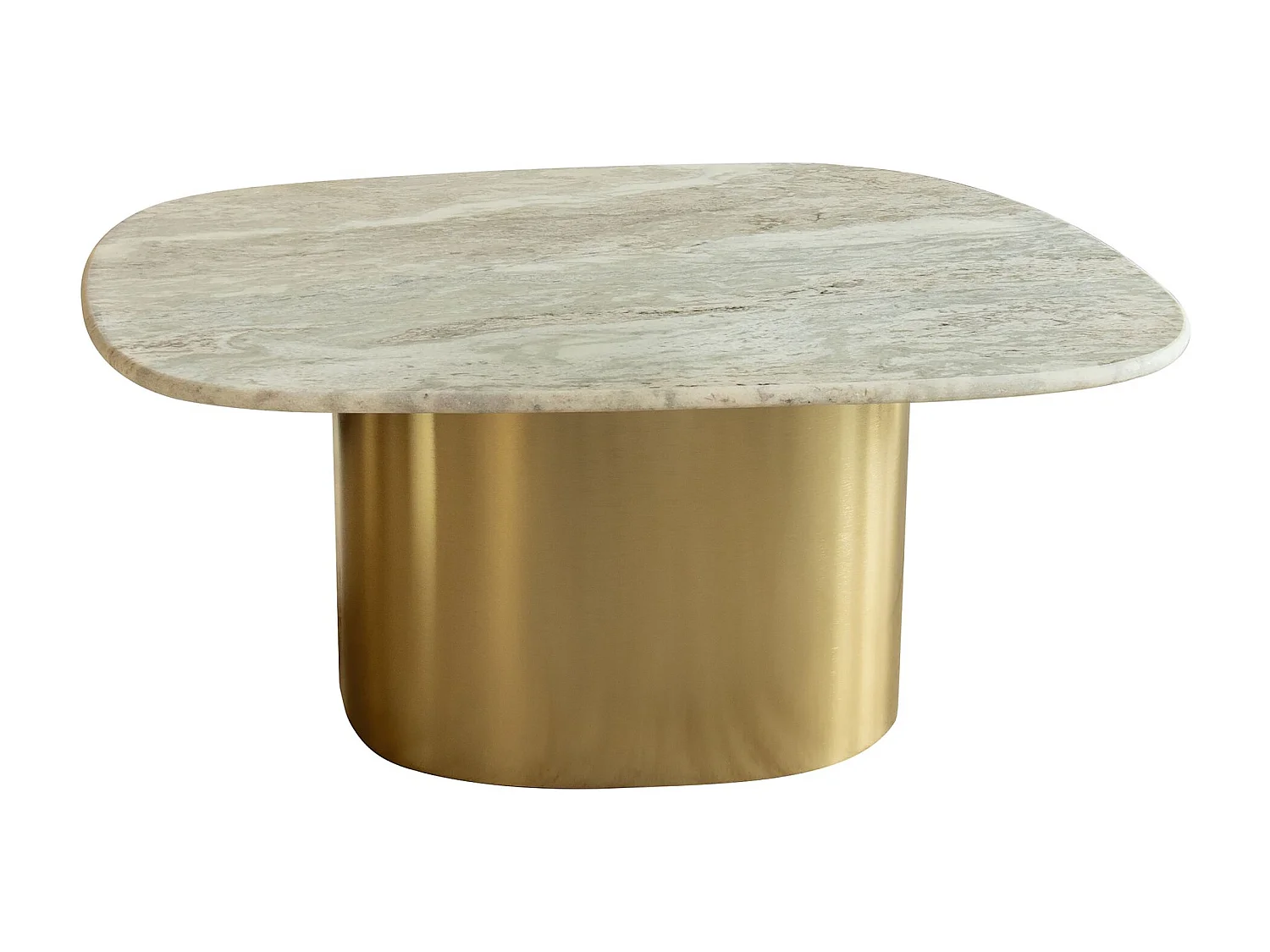 Now's Home - Table Basse En Marbre Gris Et Pied En Metal Dore