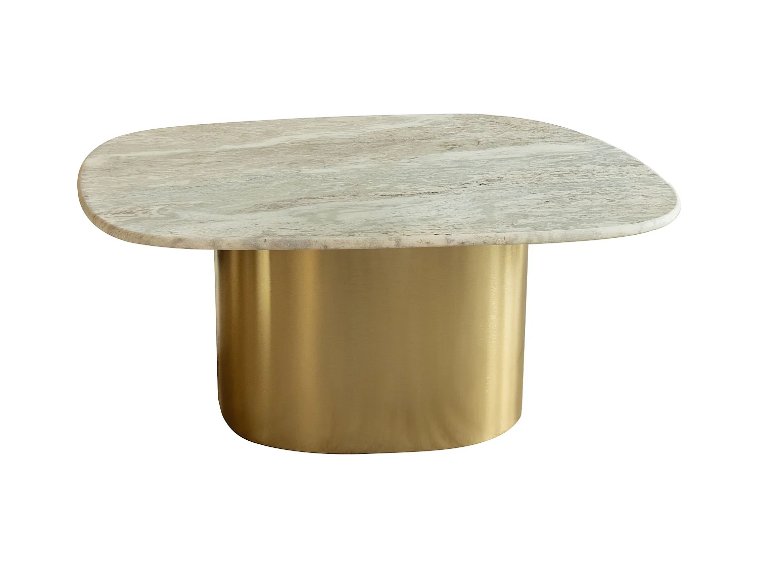 Now's Home - Table Basse En Marbre Gris Et Pied En Metal Dore