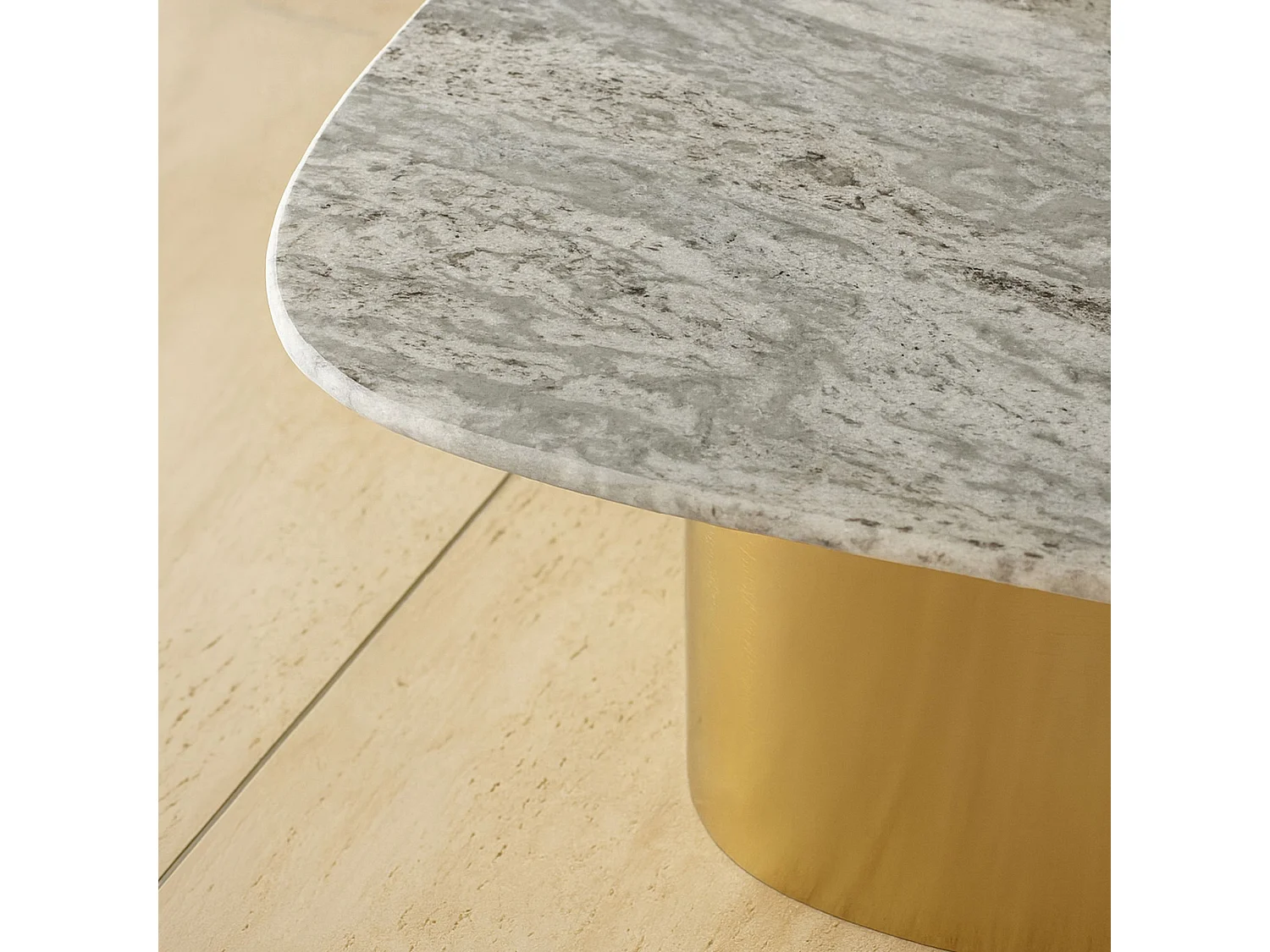 Now's Home - Table Basse En Marbre Gris Et Pied En Métal Doré