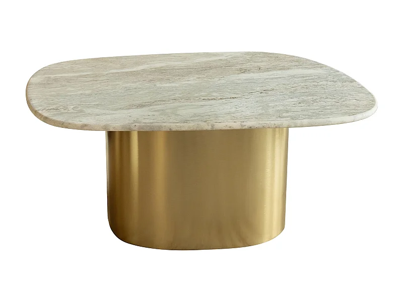 Now's Home - Table Basse En Marbre Gris Et Pied En Metal Dore