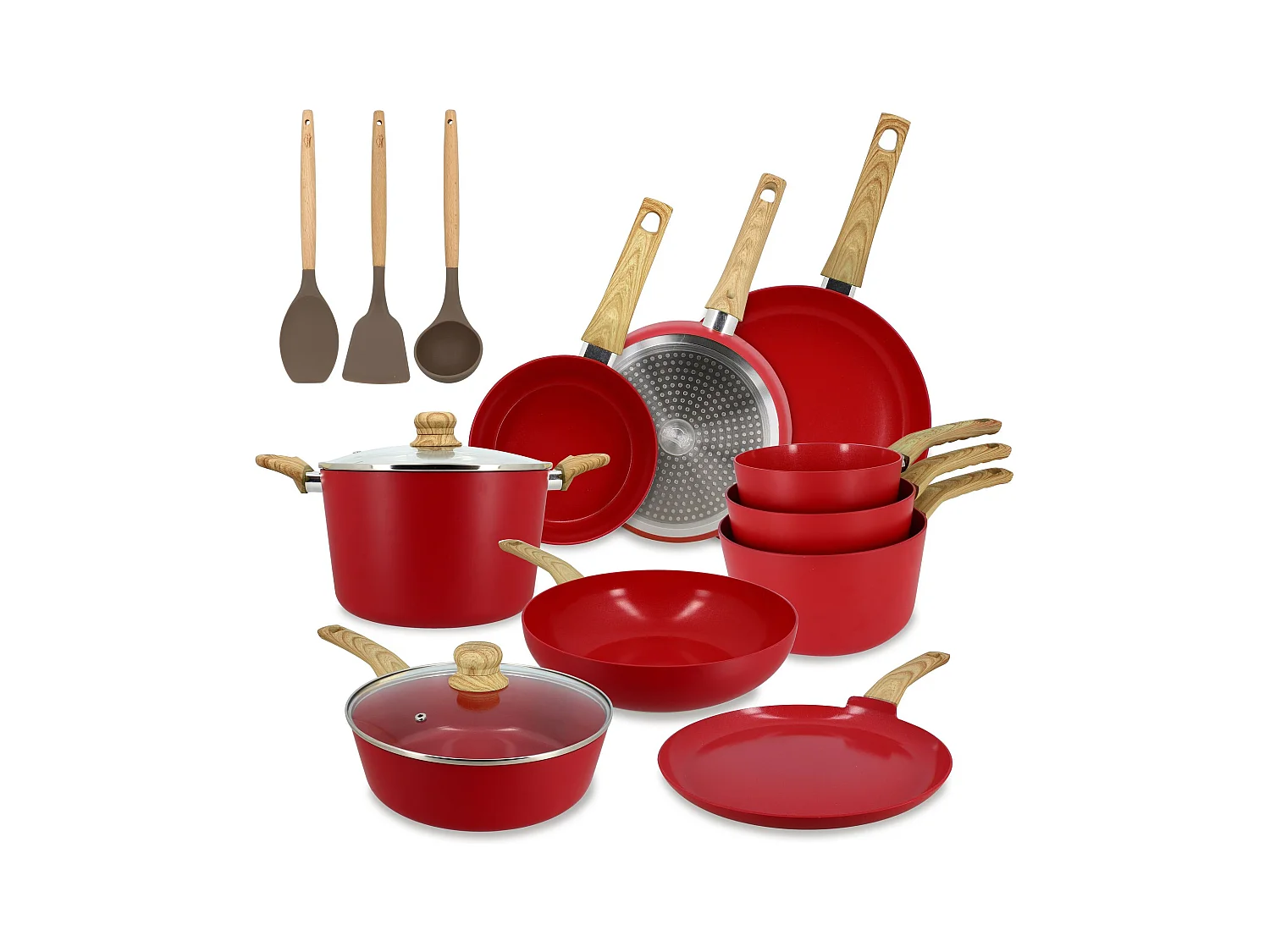 Menastyl - Set 13 Pieces Cuisson Colorama Magenta En Aluminium Induction