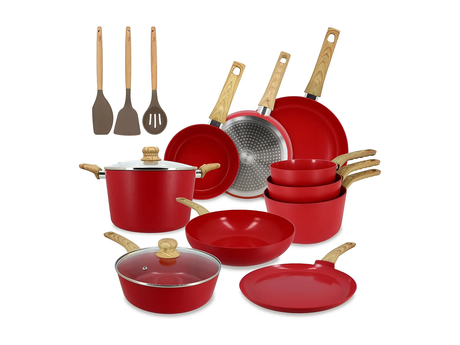 Menastyl - Set 13 Pièces Cuisson Colorama Magenta En Aluminium Induction