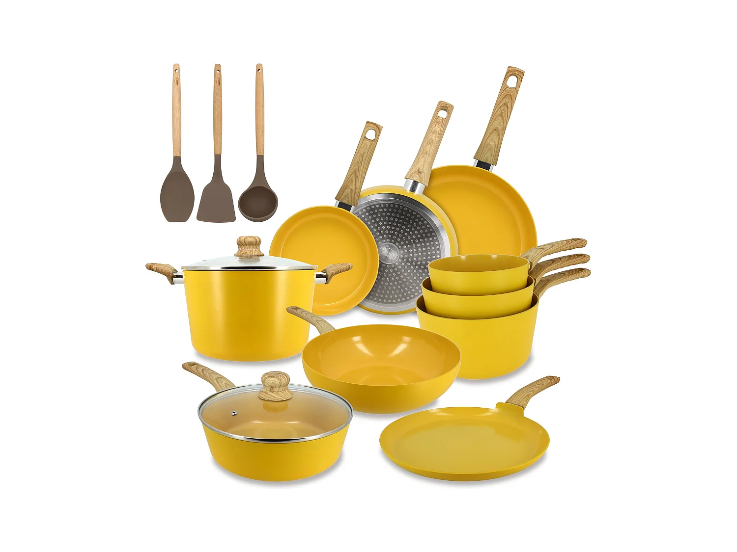 Set 3 poeles triply en acier inoxydable induction 20/24 et 28cm - made in france