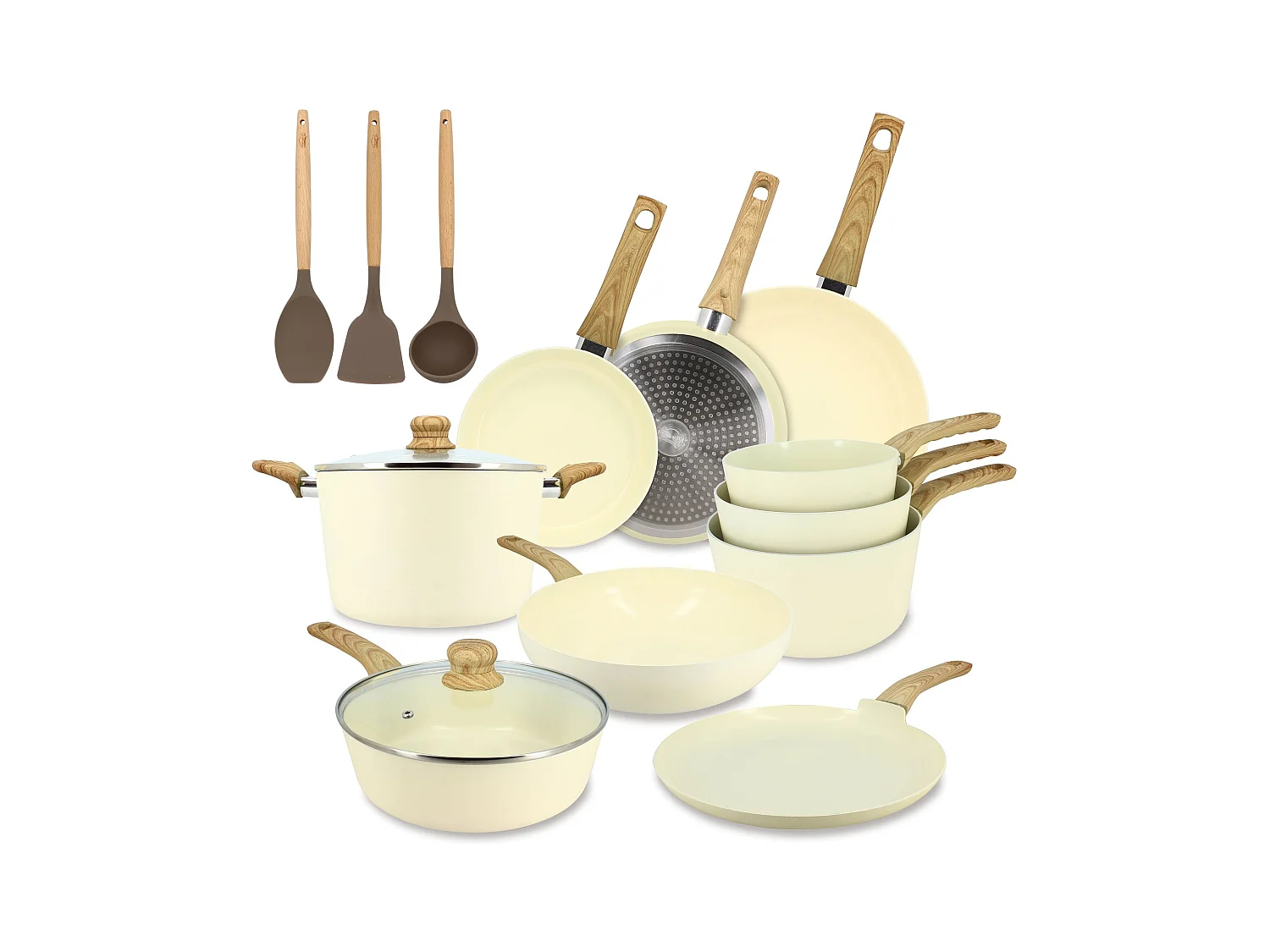 Set 3 poeles triply en acier inoxydable induction 20/24 et 28cm - made in france