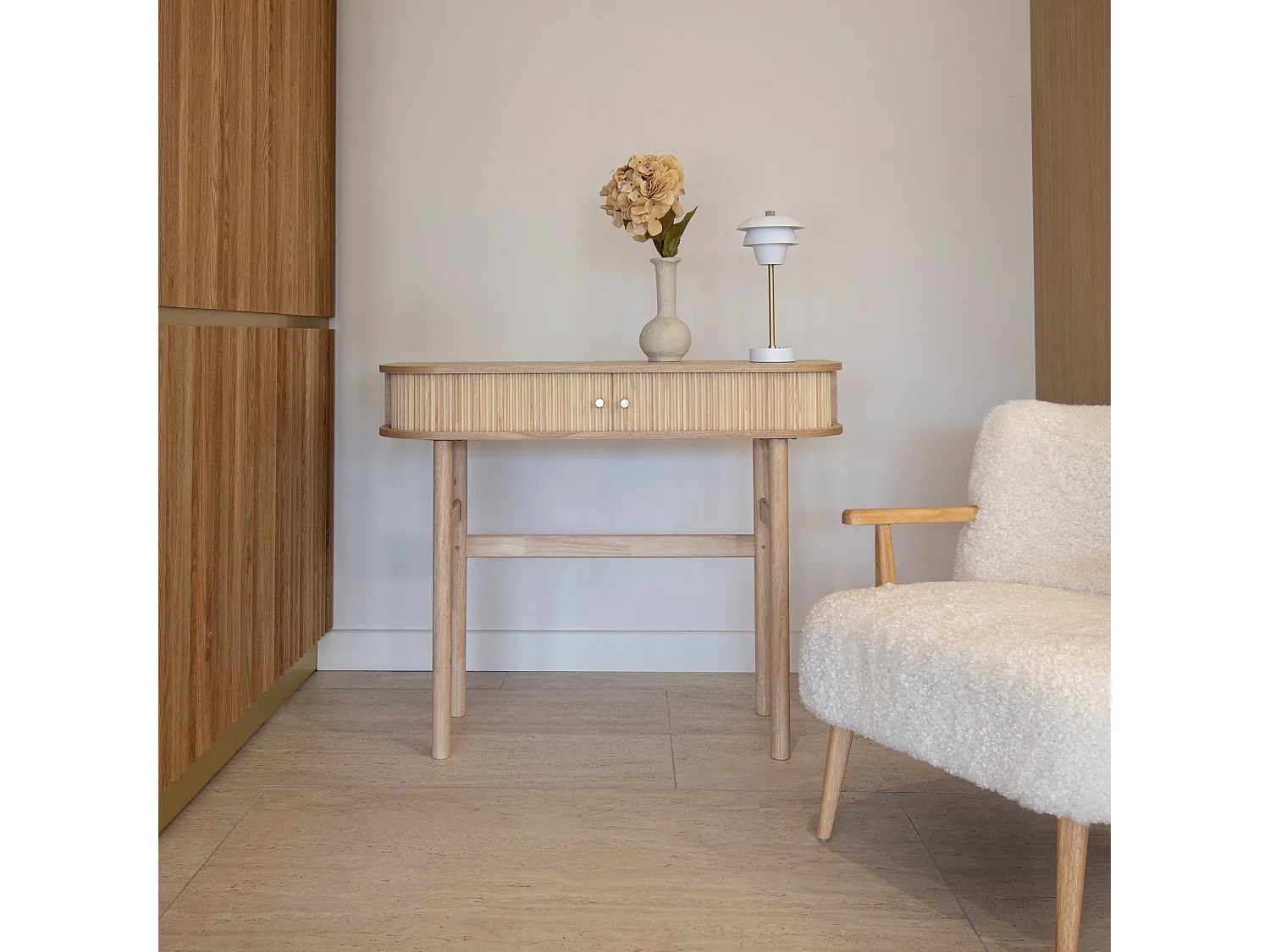 Now's Home - Console En Bois  De Pin Naturel Avec Deux Portes 100x35x80cm Hector