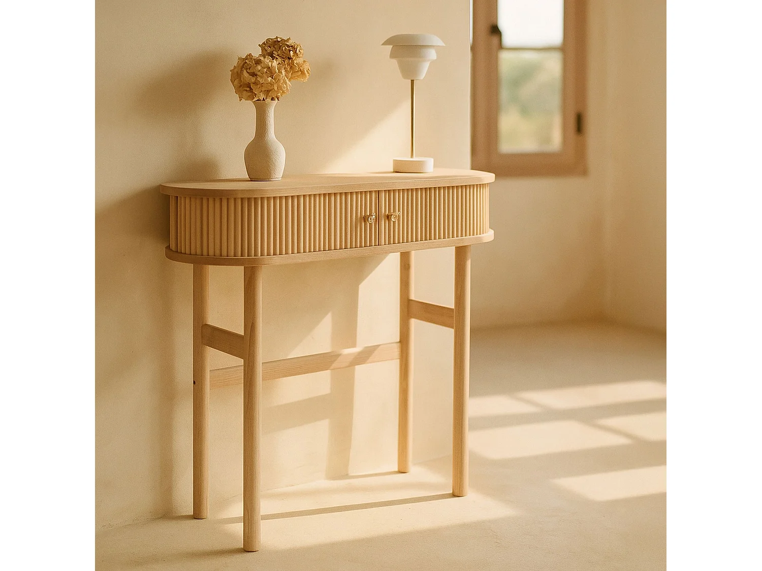 Now's Home - Console En Bois  De Pin Naturel Hector