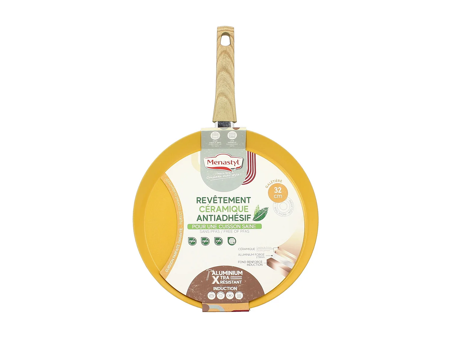 Menastyl - Galetiere Colorama 32cm En Aluminium Recycle Safran Induction