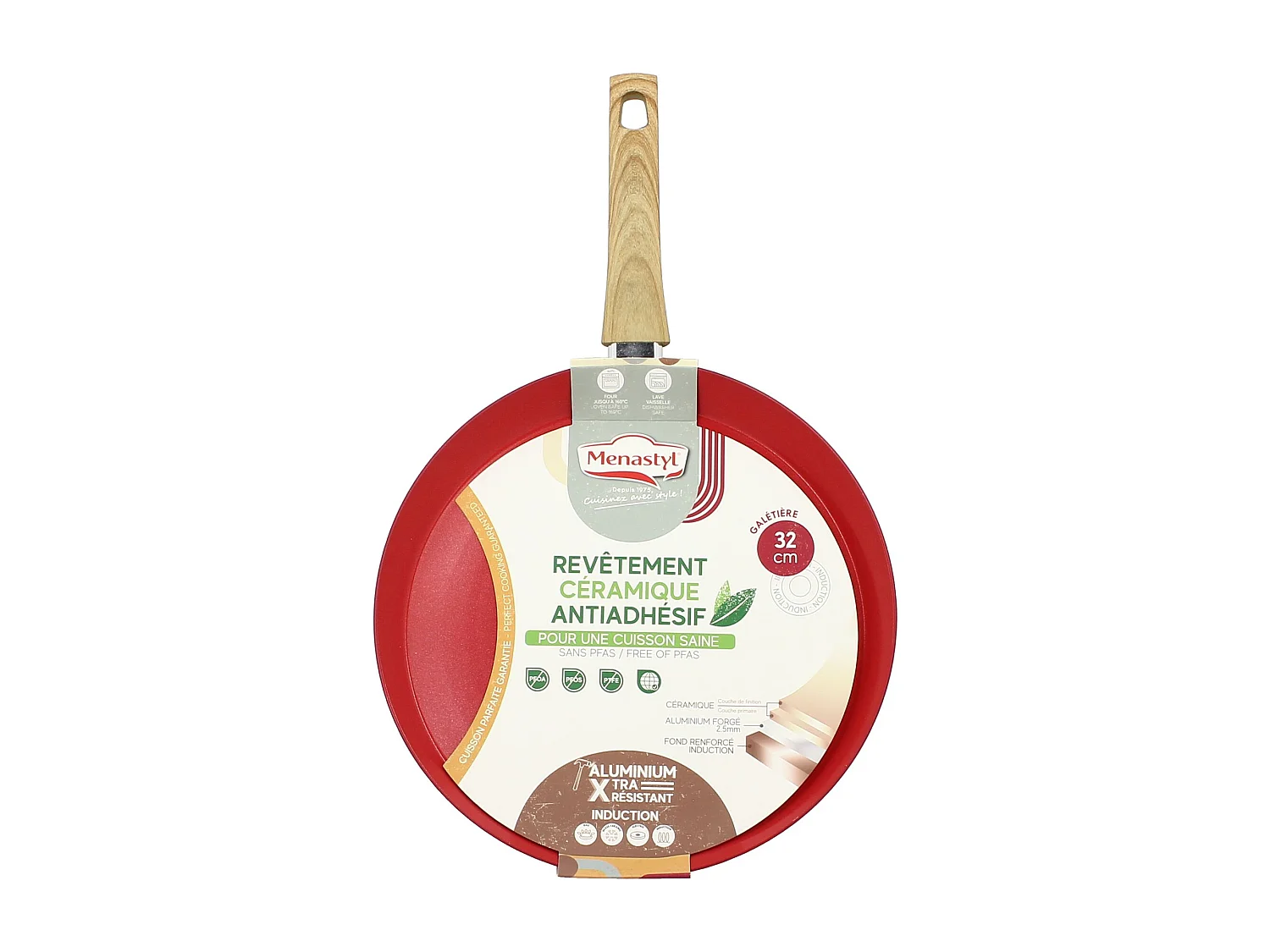 Menastyl - Galetiere Colorama 32cm En Aluminium Recycle Magenta Induction