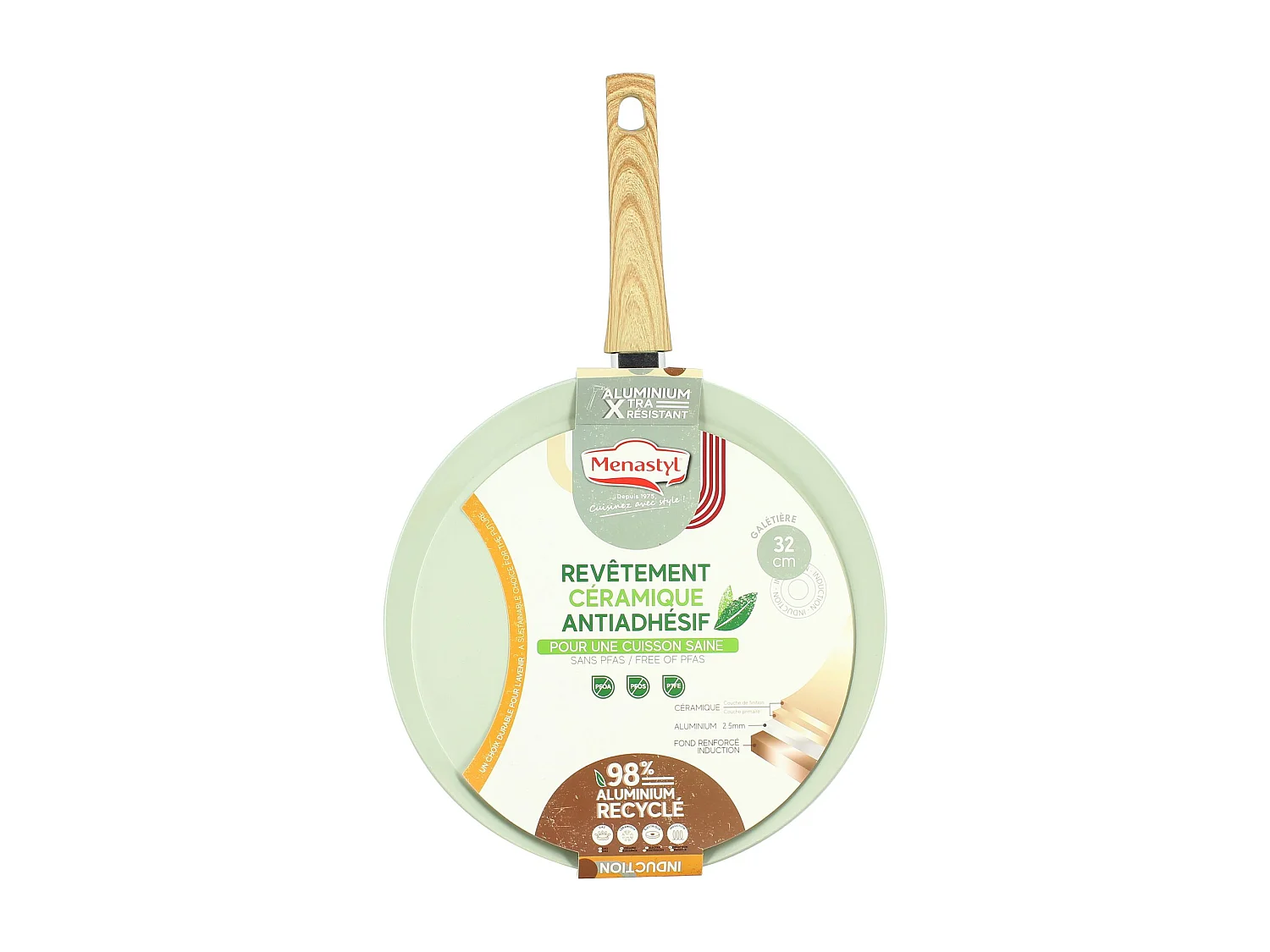 Menastyl - Galetiere Colorama 32cm Aluminium Recycle Celadon Induction