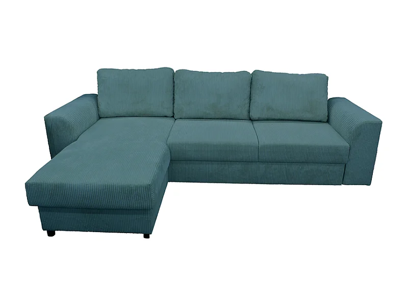 Canapé d'angle réversible et convertible velours bleu Magda