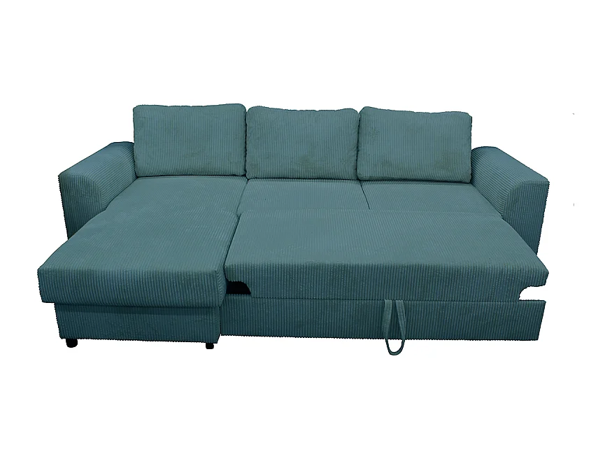 Canapé d'angle réversible et convertible velours bleu Magda