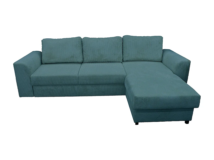 Canapé d'angle réversible et convertible velours bleu Magda