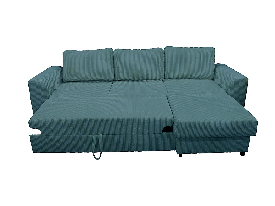 Canapé d'angle réversible et convertible velours bleu Magda