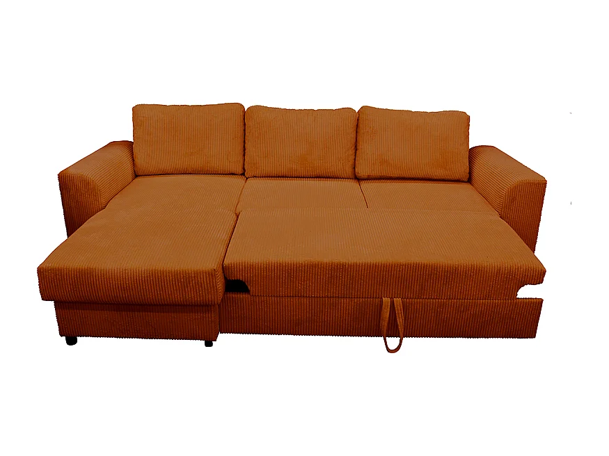 Canapé d'angle réversible et convertible velours ambre Magda