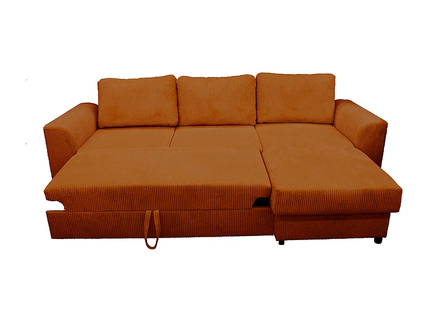 Canapé d'angle réversible et convertible velours ambre Magda