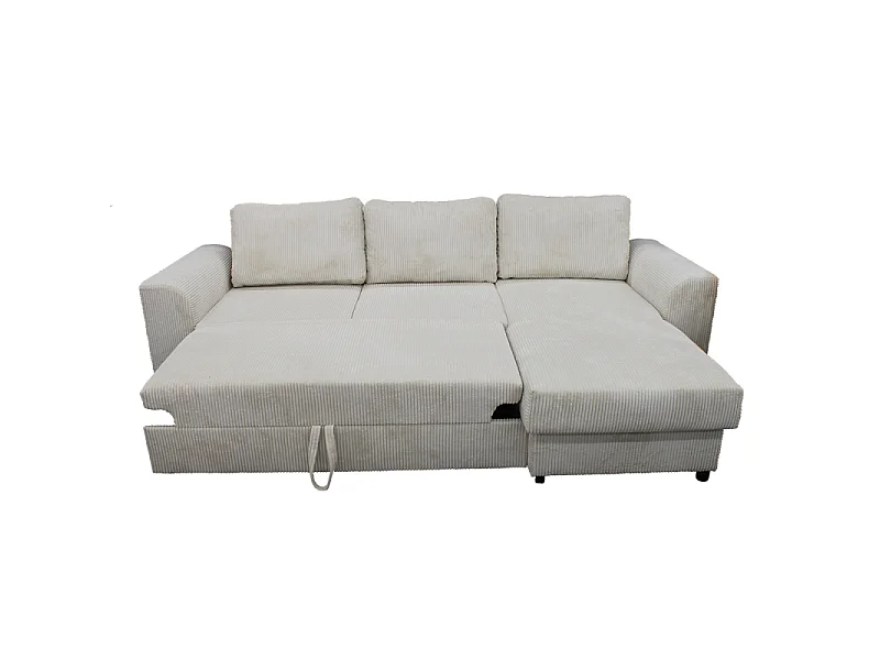 Canapé d'angle réversible et convertible velours beige Magda