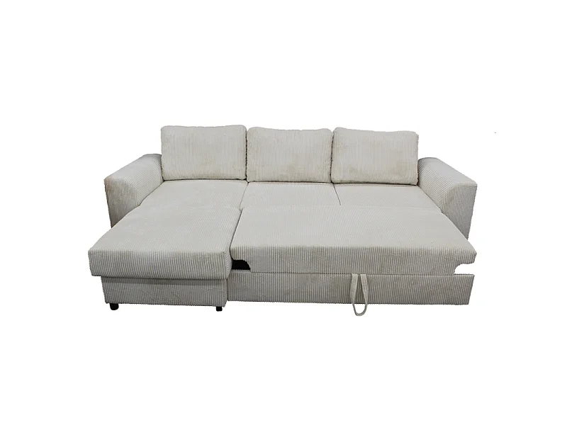 Canapé d'angle réversible et convertible velours beige Magda