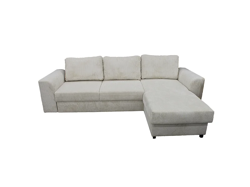 Canapé d'angle réversible et convertible velours beige Magda